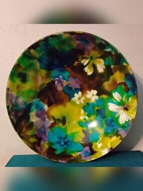 Mid Century Modern Serving Bowl- Green Blue Purple